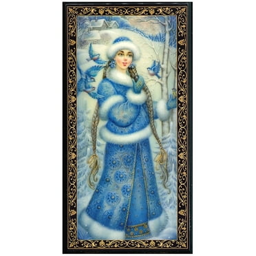 STP GOODS Snow Maiden Lacquer Trinket Box 7x3.4'' Snegurochka Wooden Jewelry Box Keepsake Box Handmade Decorative Box Jewelry Storage Organizer Trinket Case