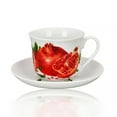 thumbnail image 1 of STP GOODS Sweet Pomegranate Porcelain Cup and Saucer Set 13.5 fl oz (400 ml) Service for 1 Kitchen Large Teacup Tea Cup Tea Cup with Matching Saucer, Red and White, 1 of 6