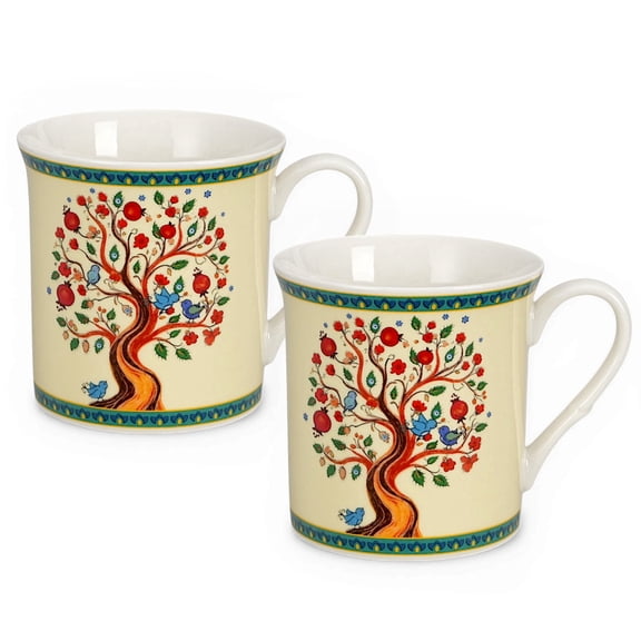 STP GOODS Tree of Life Bone China Mug Set of 2 pcs 10.14 fl oz (300 ml) Coffee and Tea Mugs for Latte Cocoa Chocolate