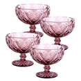 thumbnail image 1 of STP GOODS Vintage Embossed Glass Dessert Bowl Set of 4 pcs 8.45 fl oz (250 ml) Glass Candy Bowl Serving Bowl with Stem Ice Cream Bowl for Pudding Fruit Snack Trifle Appetizes, Burgundy, 1 of 6