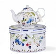thumbnail image 1 of STP GOODS Wild Berries Bone China Teapot in Gift Box 33.8 fl oz (1 L) Kitchen Teapot for Loose Tea Bone China Tea Pot Tea Brewer Tea and Coffee Pot Kettle for Blooming Teas, White Blue Green, 1 of 12