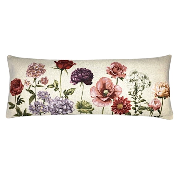 STP GOODS Wildflowers Throw Pillow with Insert 12.6x33.5" (32x85 cm) Long Tapestry Pillow Sofa Cushion Decorative Couch Cushion for Sofa Living Room Bedroom, Pink Purple Red