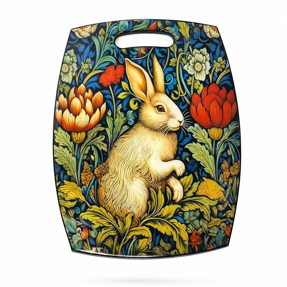 STP GOODS William Morris Hare Wooden Serving and Cutting Board for Kitchen 11.5x8.3" (29x21 cm) Floral Decorative Chopping Board for Meat Cheese Fruits Vegetables