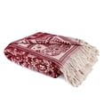 thumbnail image 1 of STP Goods  Elephant Cotton Blanket & Bedspread w/ Fringe Bordeaux, 1 of 9