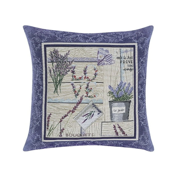 STPgoods Lavender Garden Tapestry Throw Pillow with Insert 18x18" (45x45 cm) Decorative Couch and Sofa Cushion for Living Room Bedroom Square Pillowcase