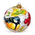 thumbnail image 1 of STP Goods Rowanberry Chickadee Glass Christmas Ball Ornament with Panoramic Design 3.9" (10 cm) Hand-Painted Christmas Tree Ornament Collectible Christmas Tree Hanging Decoration, Yellow White Green, 1 of 4