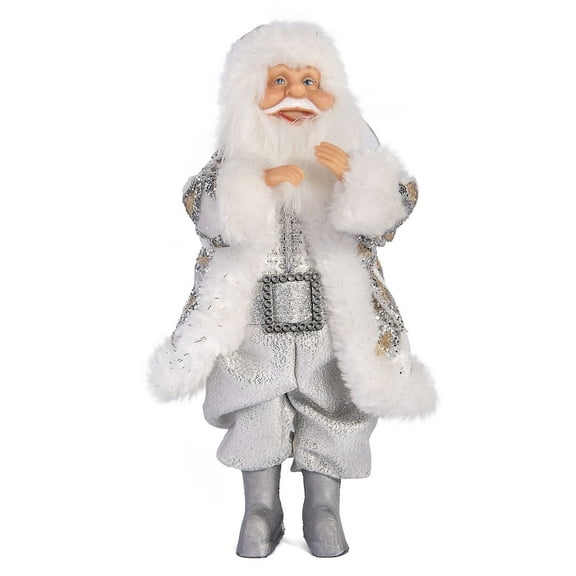 STP Goods Santa Claus 9" Christmas Figurine Silver / White