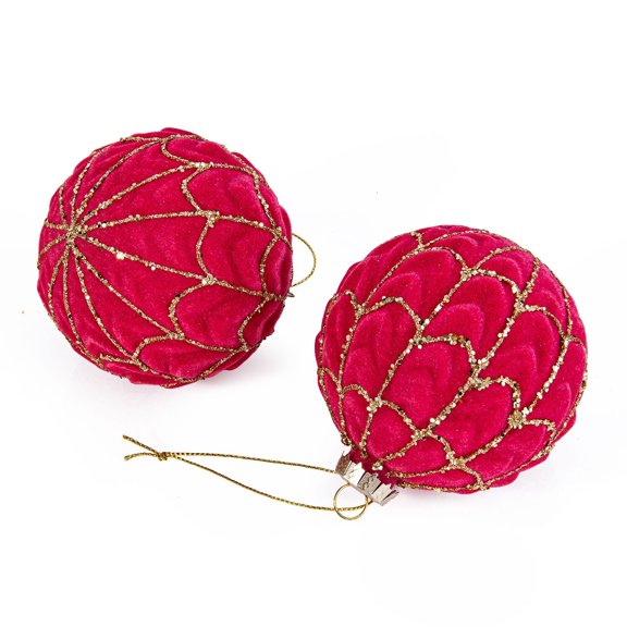 STP Goods Velvet Spehere Glass Christmas Tree Ornament Set of 2 - 3.15"