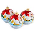 thumbnail image 1 of STP Goods Village at Dusk Christmas Ball Ornament Set of 3 in Gift Box 3.5" (9 cm) Hand-Painted Christmas Tree Ornaments Collectible Christmas Tree Hanging Decorations, Red Blue, 1 of 6