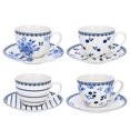 thumbnail image 1 of STP Goods Vintage Indigo Bone China Cup and Saucer Set of 4 in Gift Box 8.8 fl oz (260 ml) Kitchen Teacups Floral Tea Cups Tea Cup with Matching Saucer, Blue and White, 1 of 24