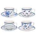thumbnail image 1 of STP Goods Vintage Indigo Bone China Cup and Saucer Set of 4 pcs 8.8 fl oz (260 ml) Kitchen Teacups Floral Tea Cups Tea Cup with Matching Saucer, Blue and White, 1 of 23