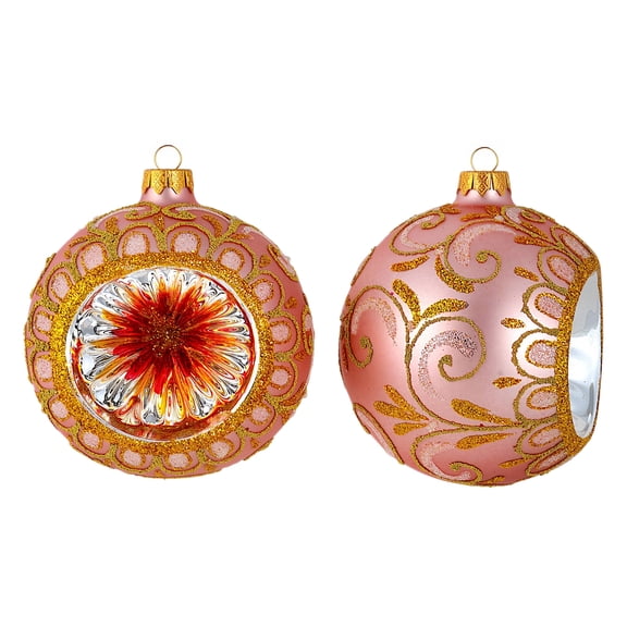 STP Goods Vintage Lanterns Christmas Ball Ornament Set of 2 in Gift Box 3.9" (10 cm) Hand-Painted Christmas Tree Ornaments Collectible Christmas Tree Hanging Decorations, Pink