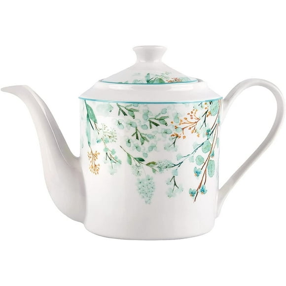 STP Porcelain J-217519 Teapot, Botanical Garden, Bone China Porcelain, Floral Design, Kettle, Kitchen Tea Pot, 1.15-qt. (1.1 L)