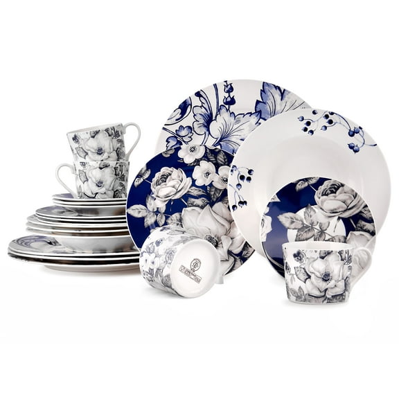 STP Porcelain J-229574, Azur de Limoges Bone China Dinnerware Set of 20, Service for 4