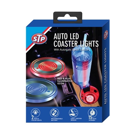 STP Rechargeable Auto LED Coaster Lights, Works At Night, Motion-Activated, 2-Pack