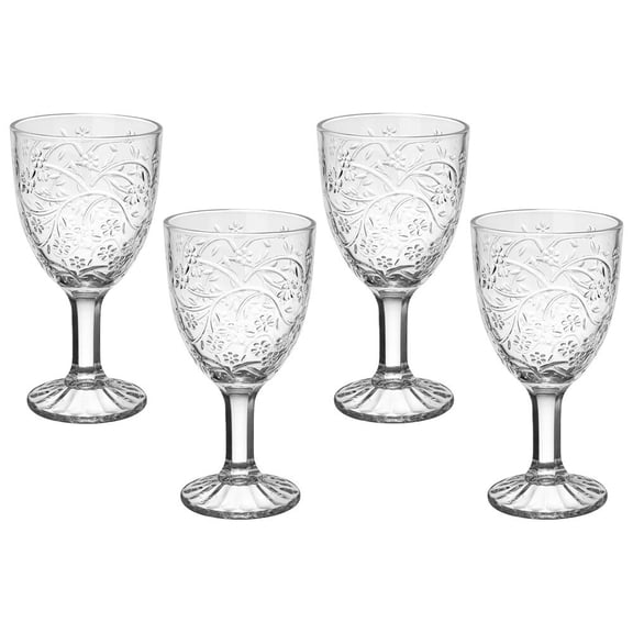 STPGoods Blossom Wine Glass Set of 4 pcs 10.5 fl oz (310 ml) Floral Glasses for Red and White Wine Bar Glasses Glass Wine Goblets, Clear Glass with Stem