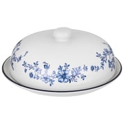 STPGoods Blue Flowers Ceramic Serving Dish with Lid 9.1x3.9" 23x10 cm Floral Serving Plate Oval Platter, Blue and White