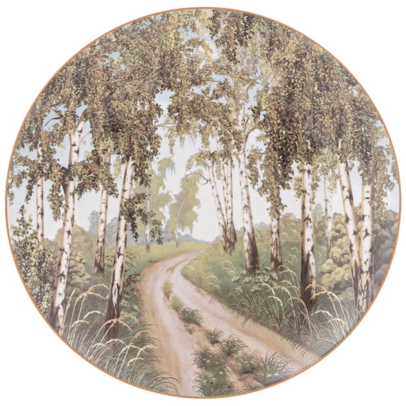 STPGoods White Birch Grove Porcelain Dessert Plate 8.1" (20.5 cm) Cake Plate for Appetizer Salad Serving, Green