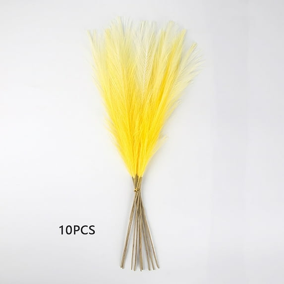 STPToys 10 Pcs Faux Pampas Grass Fluffy Fake Pompas Floral Home Decoration,Artificial Pompous Grass Branches for Floor Vase Fillers,Wedding Decor - Yellow