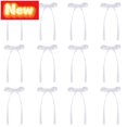 thumbnail image 1 of STPToys 12 Pack Christmas Ribbon Bow Ornaments White Pre Tied Bows With Long Tails For Xmas Tree Garland Wreath Staircase Holiday Home Decor, 1 of 6