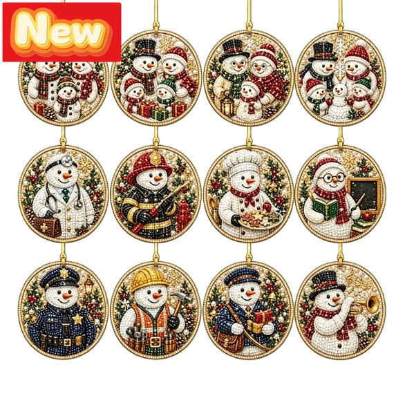 STPToys 12Pcs Christmas Ornaments 12PC DIY Painting Kits Wooden Snowman Santa Claus Letter Angel Hanging Decorations Craft Set for Xmas Tree Holiday Party Indoor Home Decor