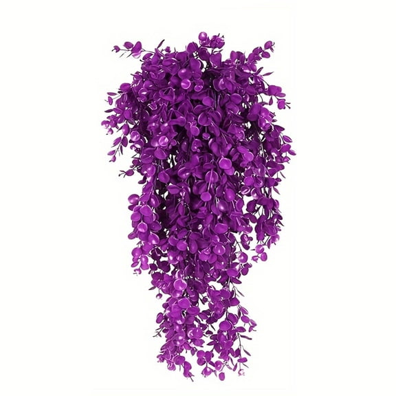 STPToys 2Pcs Artificial Hanging Flowers Fake Vines Fake Plants Outdoor Plants Faux Flower for Outdoors Home Garden Wedding Party Decorations - Purple
