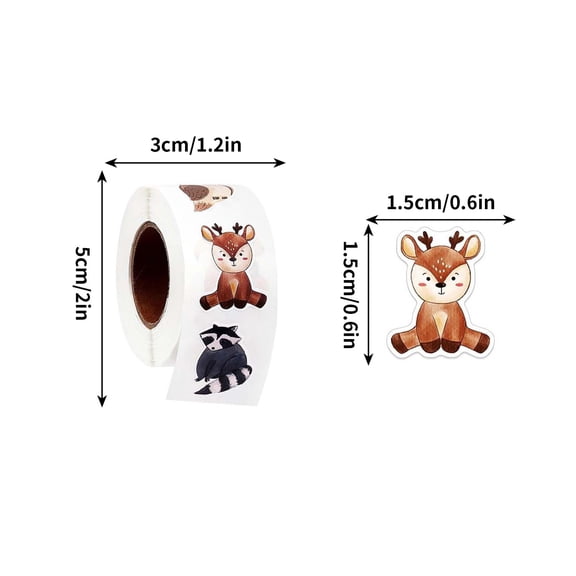 STPToys 500Pcs/Roll Forest Animal Stickers,1.2 inch Reward Sticker Teacher Supplies for Classroom,Incentive Motivational Stickers