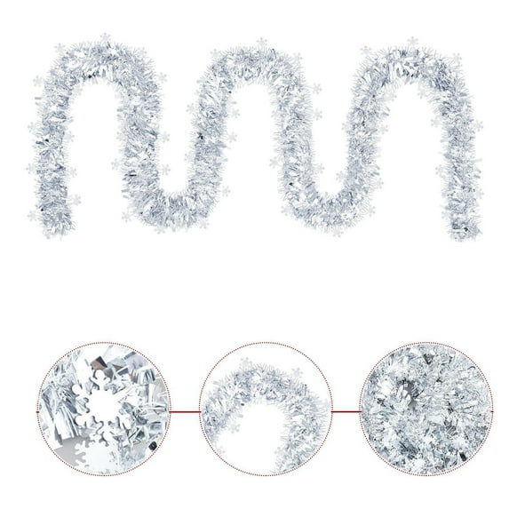 STPToys 70.8 inch Tinsel Garland Decoration,Glitter Shiny Metallic Tinsel Twist Garland Ornaments for Party Holiday Wedding Birthday Tree Wall - Silver