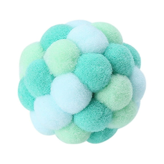 STPToys Cat Toy Balls with Bell,Colorful Soft Fuzzy Balls Built-in Bell for Cats Interactive Playing Chewing Toys for Indoor Cats and Kittens - Blue