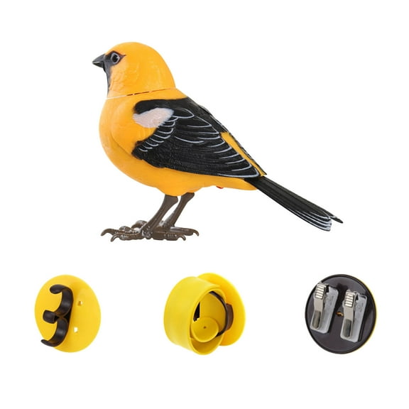 STPToys Chirping Bird Toys for 3+ Years Old,Lifelike Interactive Bird Toy Electric Singing & Sound Bird for Office Home Decorations - Orange