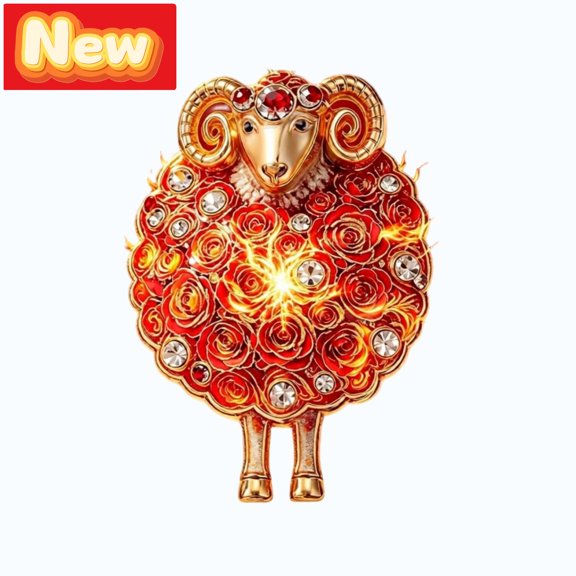 STPToys Christmas Decoration 2D Acrylic Rose Fire Goat Hanging Ornament Jeweled Ram Pendant With Cord For Xmas Tree Window Door Holiday Party Home Decor
