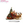thumbnail image 1 of STPToys Christmas Santa Claus Sleigh Figurine Acrylic Decorated Tree Gift Boxes Tabletop Ornament for Xmas Home Decor, 1 of 7