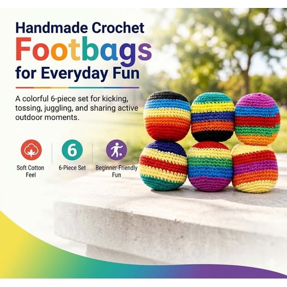 STPToys Colorful Knitted Footbag, Handwoven Crochet Kick Bag, Multicolor Striped Juggling Ball, Single Pack, Outdoor Party Game Supplies, Classroom Rewards, Small Gifts, Party Favors