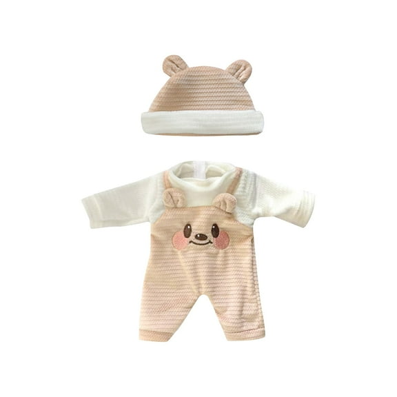 STPToys Doll Clothes for 10-12 Inch Dolls,Reborn Doll Clothes Set with Hat for Realistic Dolls Outfit Accessories - Khaki