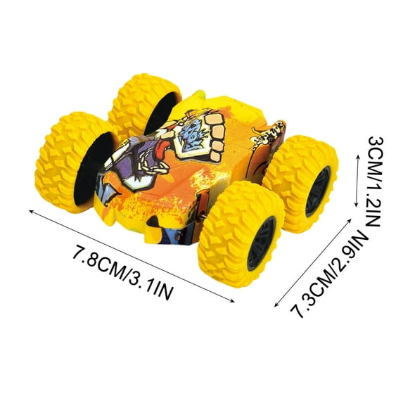STPToys Double Side Stunt Graffiti Cars for 3+ Years Old,Vehicle Model Car Toys Christmas Birthday Gifts - Yellow