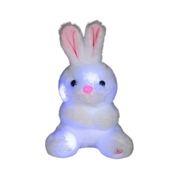 STPToys Easter Light up Bunny Stuffed Animal,Soft Glowing Rabbit Plush Toy The Dark Bedtime Companion Hugging Dolls Birthday Gift - White