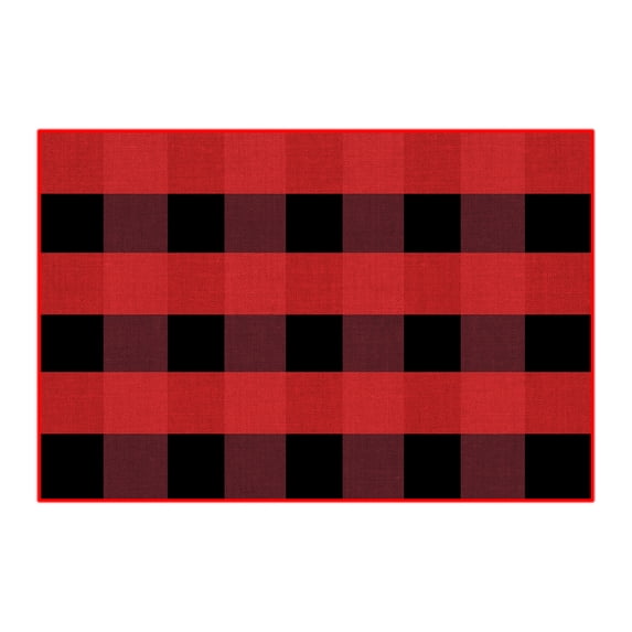 STPToys Fall Outdoor Rug Buffalo Plaid Front Door Mat Red Check Layered Doormats for Front Porch/Farmhouse/Entryway/Patio