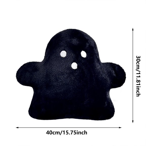 STPToys Halloween Ghost Pillow,Ghost Shaped Throw Pillows 11.8x15.7 inch Soft Faux Fur Plush Pillows for Sofa Couch Bed - Black