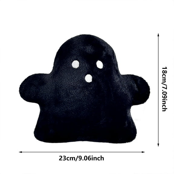 STPToys Halloween Ghost Pillow,Ghost Shaped Throw Pillows 7x9 inch Soft Faux Fur Plush Pillows for Sofa Couch Bed - Black