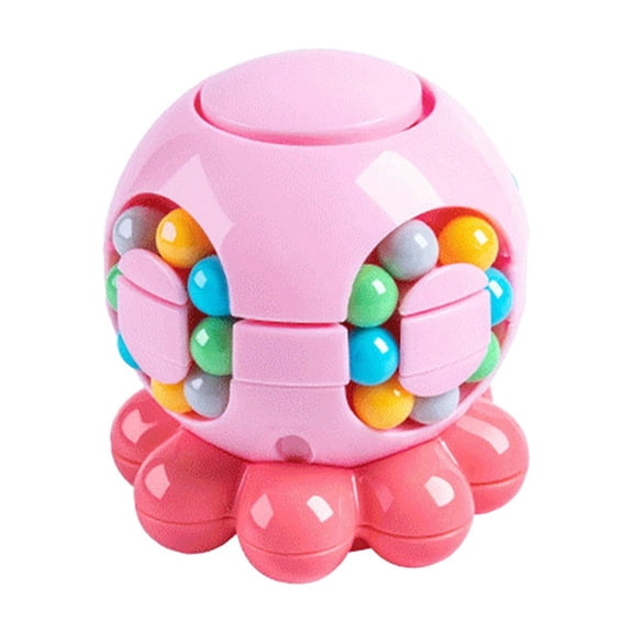 STPToys Magic Bean Rotating Brain Teaser Finger Puzzle Games Pink Octopus Shaped Rotating Fidget Spinner, Brain Teaser Puzzle Gadget, Ideal Party Favors