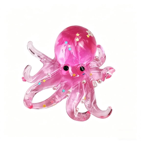 STPToys Octopus Shaped Stress Relief Gadget, Glitter Soft Slow Rebound Sensory Hand Squeezable Octopus Figurines, Classroom Rewards and Daily Reward Supplies - Hot Pink
