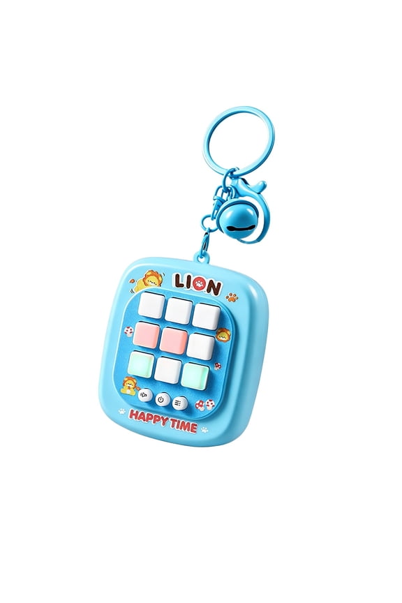 Portable Mini Electronic Game Keychain with 9 Modes,Blue Handheld Puzzle Game Device, Compact Stress Relief Gadget for Party Favors