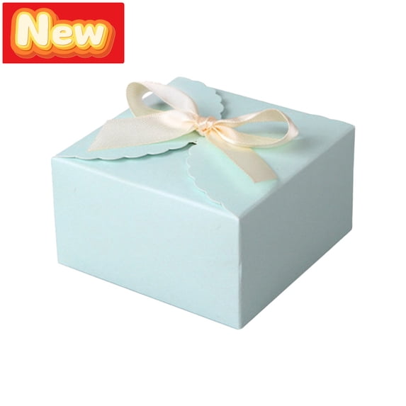 STPToys Small Gift Boxes With Ribbon Bows Blue Treat Box For Holiday Party Supplies Small Present Wrapping Favor Decor