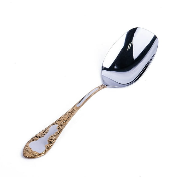 STPgoods Ambassadorial Salad Serving Spoon 9.45" Stainless Steel Salad Spoon Salad Server Silverware Spoon Stainless Steel Serving Spoon Serving Utensil Spoon for Home & Kitchen, Silver and Gold