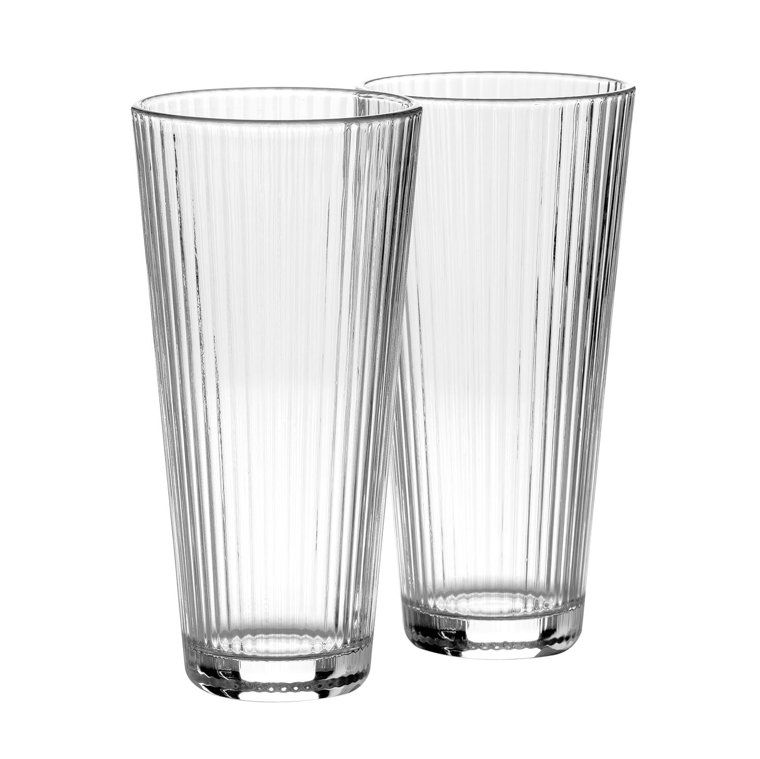 STPgoods Beam Clear Glass Fluted Tumbler Set 2 Pcs 13.5 fl oz (400 ml) Ribbed Water Glass High ...
