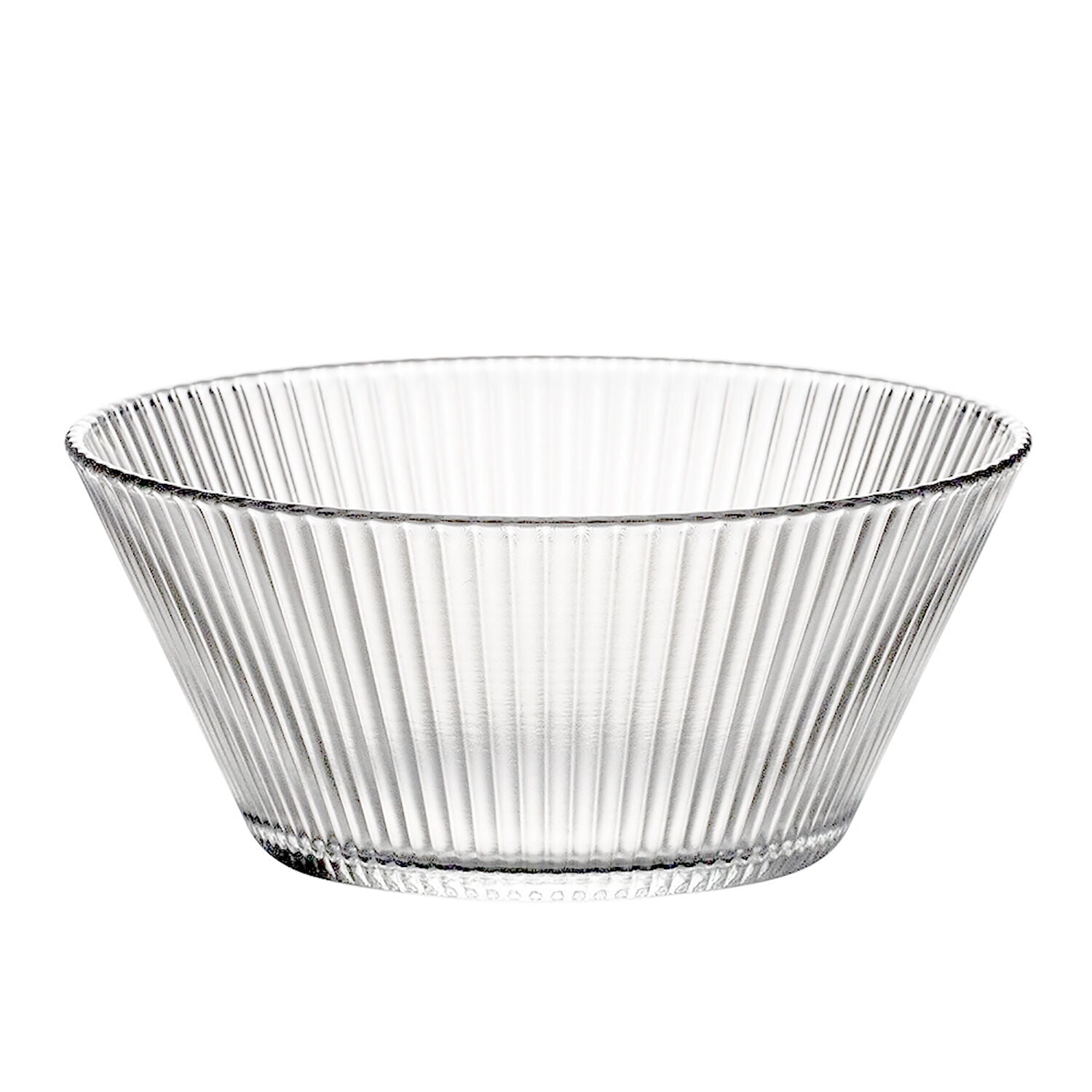 STPgoods Beam Clear Glass Salad Bowl Fluted 23.7 fl oz (700 ml) Ribbed Glass Serving Bowl