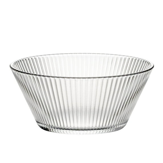 STPgoods Beam Clear Glass Salad Bowl Fluted 23.7 fl oz (700 ml) Ribbed Glass Serving Bowl