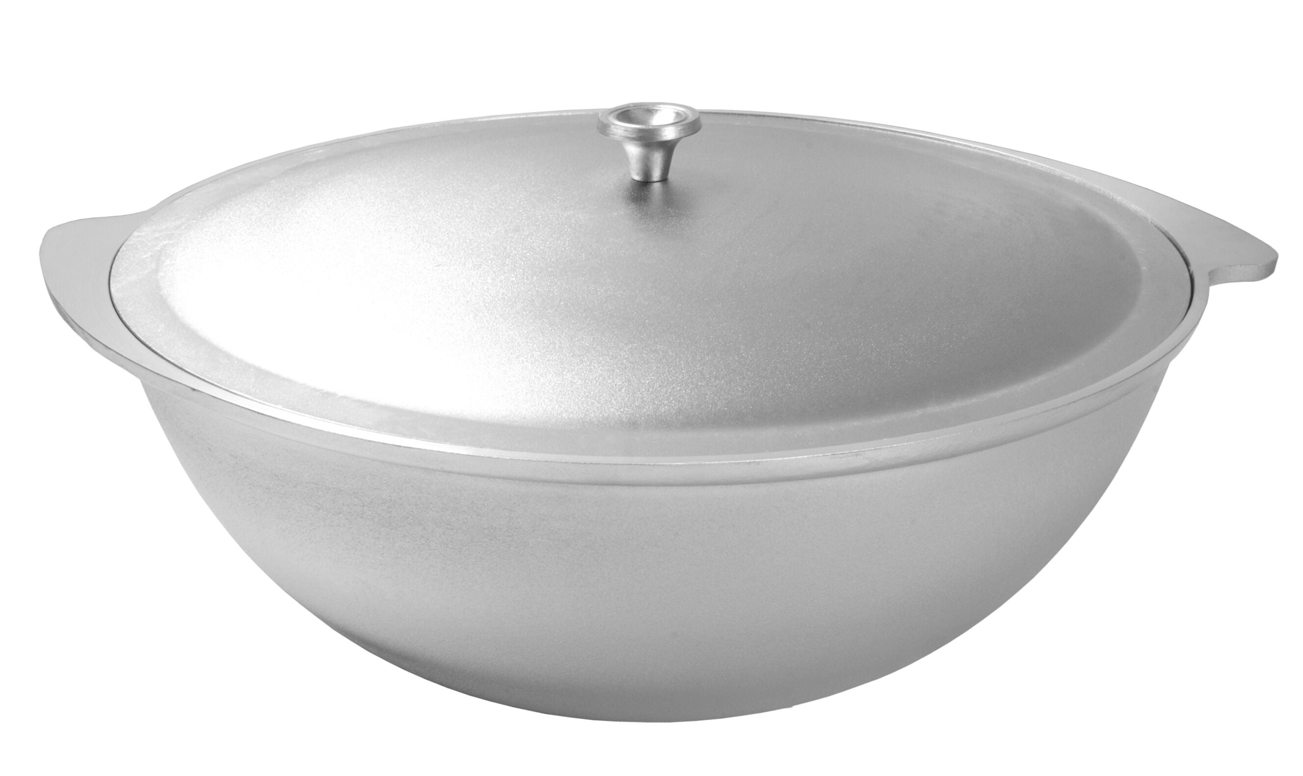 KUKMARA Cast Aluminum Asian Cauldron with Lid 6.3 Qt (6 L) Aluminum Kazan Dutch Oven Pot Camping Cookware Kitchen Pot Aluminum Caldero, Gray