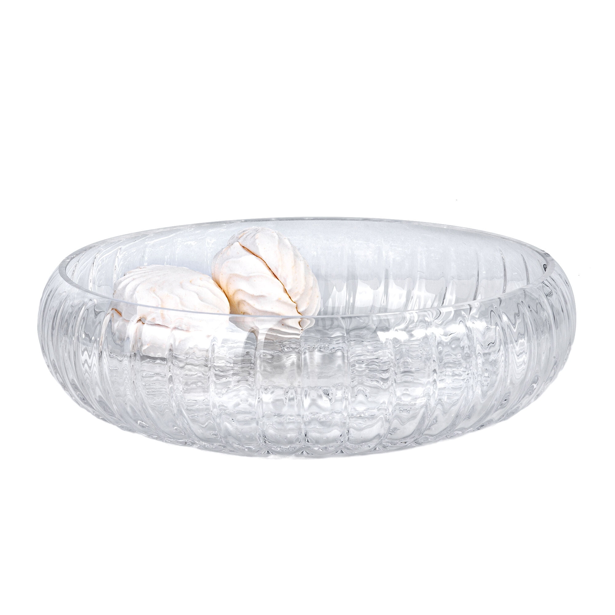 STPgoods Clear Glass Serving Bowl Relief Rounded Edges Fruit & Salad Bowl