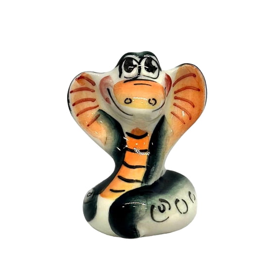 STPgoods Dakota Cobra Handmade Porcelain Figurine 2" Symbol of 2025 Majolica Figurine Hand-Painted Porcelain Sculpture Home Decor Tabletop Porcelain Snake